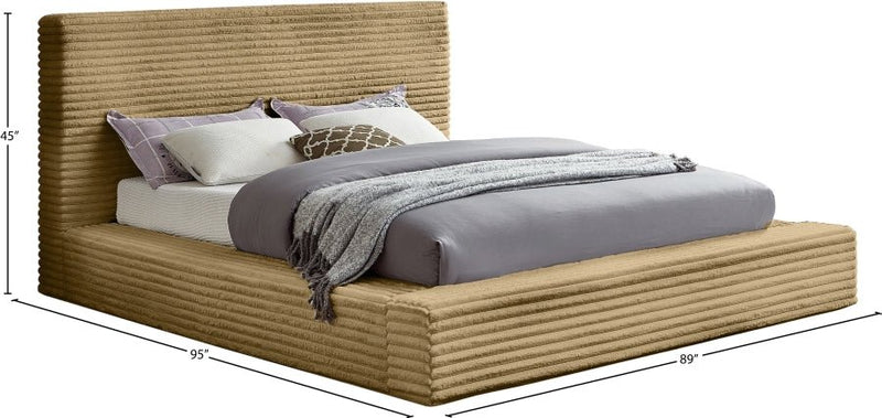 Dexter Corduroy King Bed in Camel - Gate FurnitureKing Bed