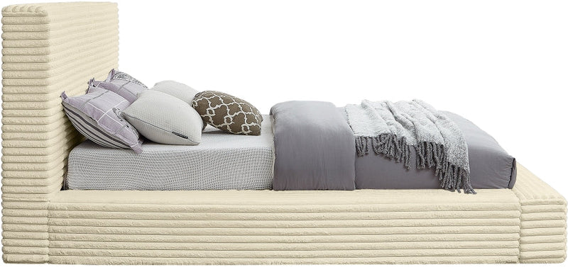 Dexter Corduroy King Bed in Cream - Gate FurnitureKing Bed