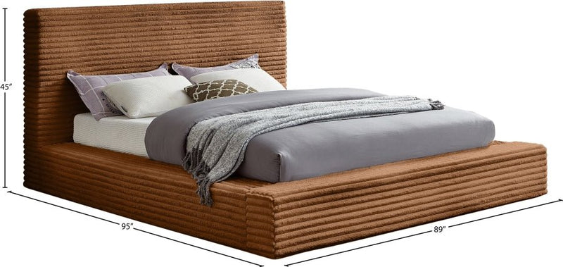 Dexter Corduroy King Bed in Saddle - Gate FurnitureKing Bed