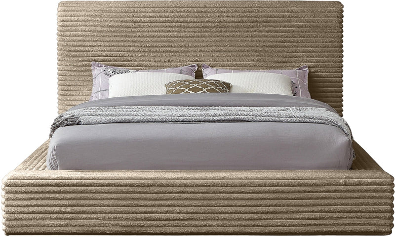 Dexter Corduroy King Bed in Taupe - Gate FurnitureKing Bed