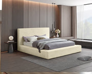Dexter Corduroy Queen Bed in Cream - Gate FurnitureQueen Bed