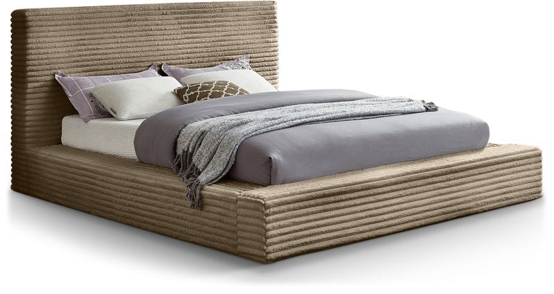 Dexter Corduroy Queen Bed in Taupe - Gate FurnitureQueen Bed