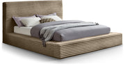 Dexter Corduroy Queen Bed in Taupe - Gate FurnitureQueen Bed