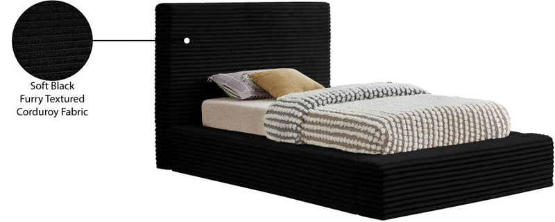 Dexter Corduroy Twin Bed in Black - Gate FurnitureTwin Bed