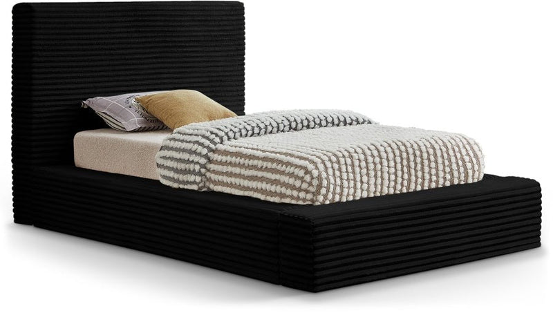 Dexter Corduroy Twin Bed in Black - Gate FurnitureTwin Bed
