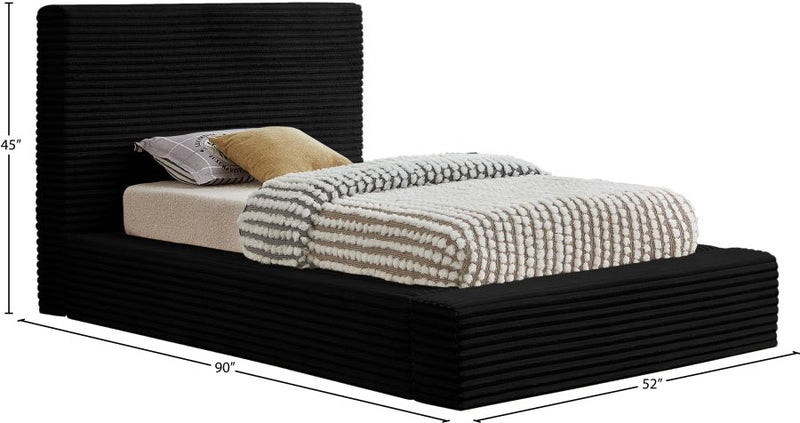 Dexter Corduroy Twin Bed in Black - Gate FurnitureTwin Bed