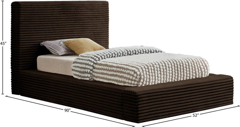 Dexter Corduroy Twin Bed in Brown - Gate FurnitureTwin Bed