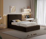Dexter Corduroy Twin Bed in Brown - Gate FurnitureTwin Bed
