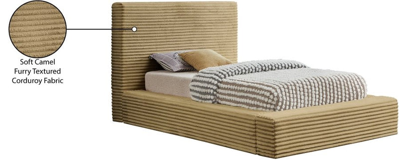 Dexter Corduroy Twin Bed in Camel - Gate FurnitureTwin Bed