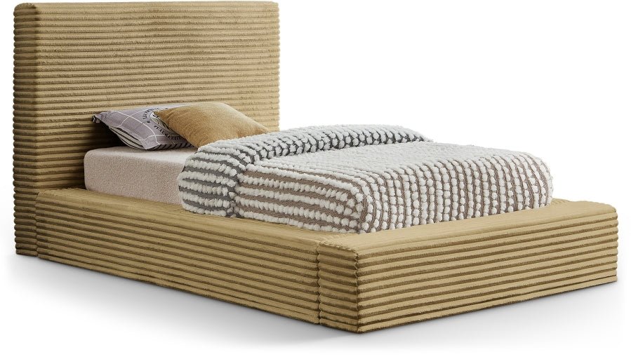 Dexter Corduroy Twin Bed in Camel - Gate FurnitureTwin Bed