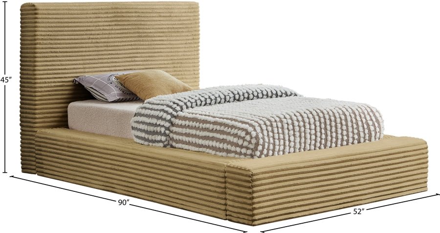 Dexter Corduroy Twin Bed in Camel - Gate FurnitureTwin Bed