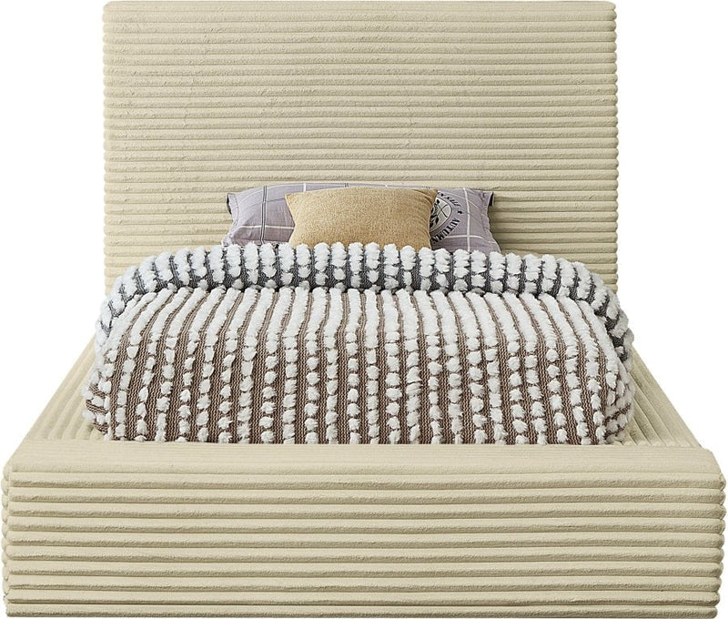 Dexter Corduroy Twin Bed in Cream - Gate FurnitureTwin Bed
