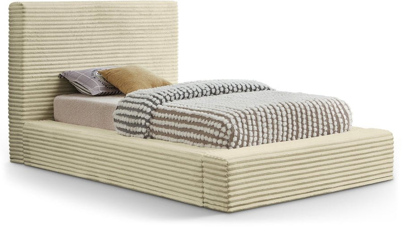 Dexter Corduroy Twin Bed in Cream - Gate FurnitureTwin Bed