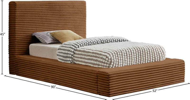 Dexter Corduroy Twin Bed in Saddle - Gate FurnitureTwin Bed