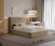 Dexter Corduroy Twin Bed in Taupe - Gate FurnitureTwin Bed