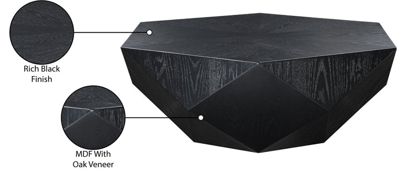 Diamante Oak Veneer Coffee Table in Black - 234Black-CT