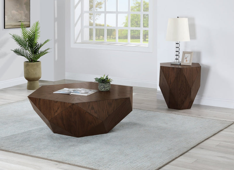 Diamante Oak Veneer Coffee Table in Brown - 234Brown-CT