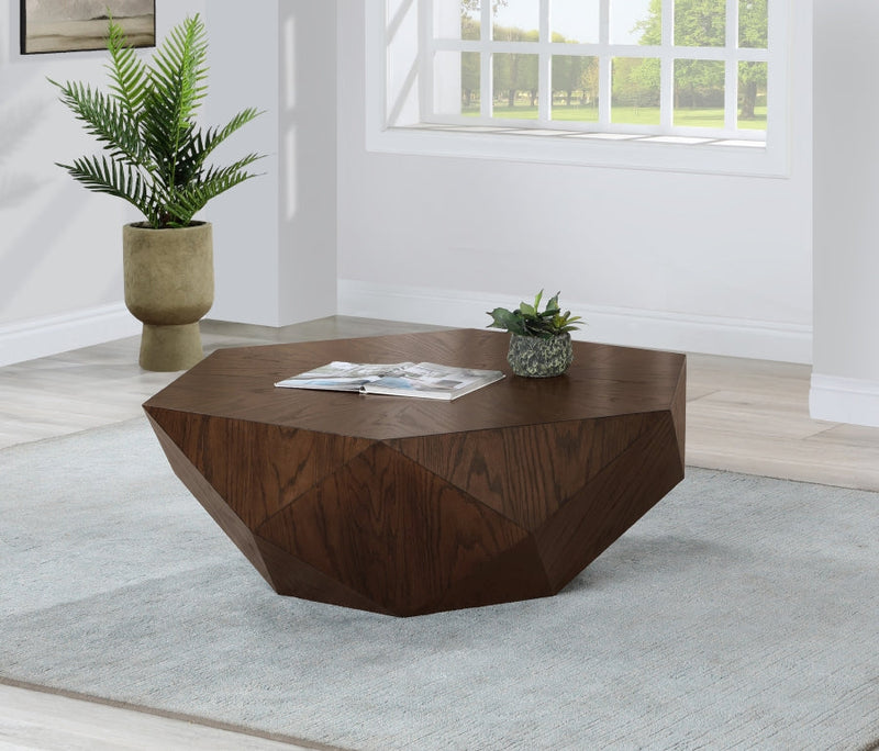 Diamante Oak Veneer Coffee Table in Brown - 234Brown-CT