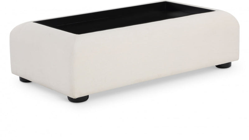 Diana Linen Textured Fabric And Wood Coffee Table in Black - 236Black-C