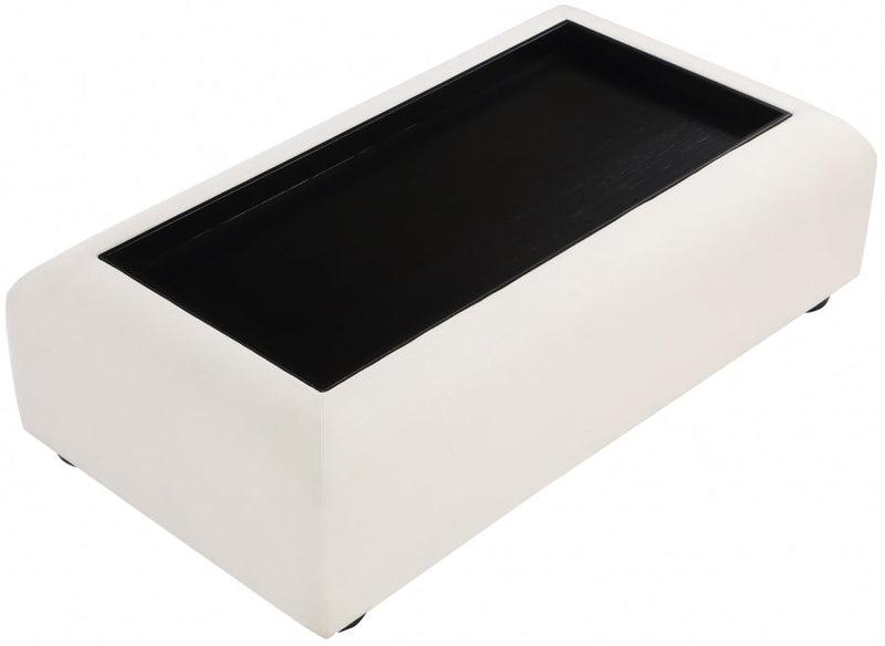 Diana Linen Textured Fabric And Wood Coffee Table in Black - 236Black-C