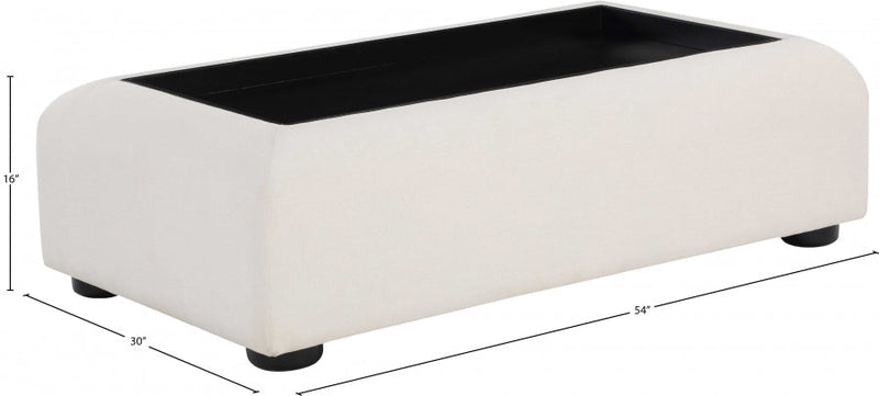 Diana Linen Textured Fabric And Wood Coffee Table in Black - 236Black-C