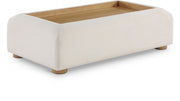 Diana Linen Textured Fabric And Wood Coffee Table in Cream - 236Natural-C