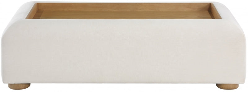 Diana Linen Textured Fabric And Wood Coffee Table in Cream - 236Natural-C