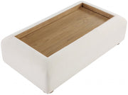 Diana Linen Textured Fabric And Wood Coffee Table in Cream - 236Natural-C