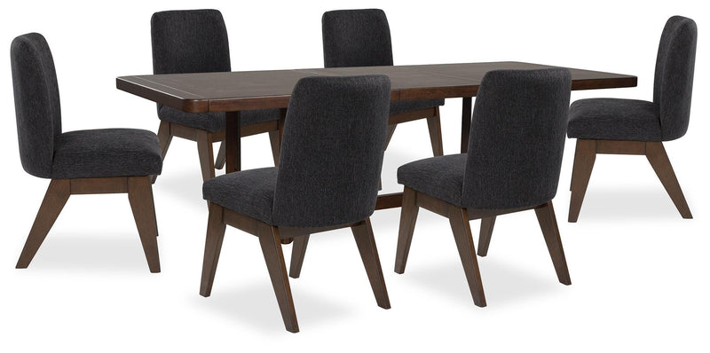 Dilenno Dining Table and 6 Chairs in Dark Brown - PKG022613