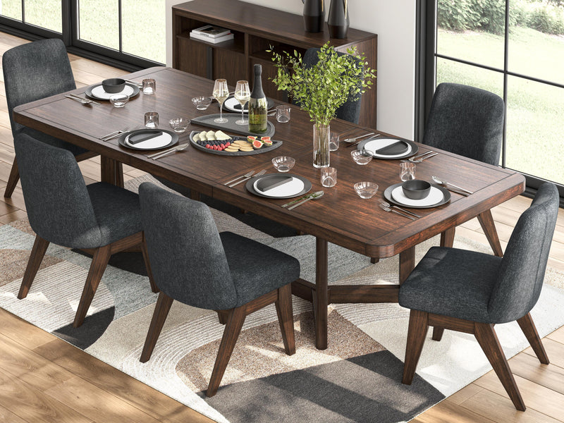 Dilenno Dining Table and 6 Chairs in Dark Brown - PKG022613