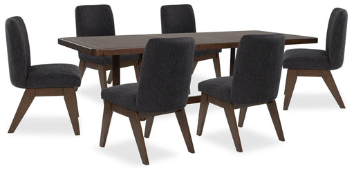 Dilenno Dining Table and 6 Chairs in Dark Brown - PKG022613