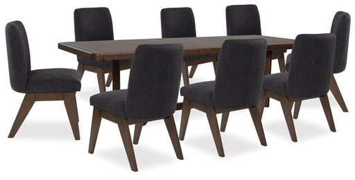Dilenno Dining Table and 8 Chairs in Dark Brown - PKG022612