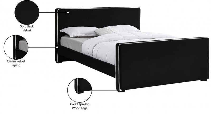 Dillard Velvet King Bed Black - Gate FurnitureKing Bed