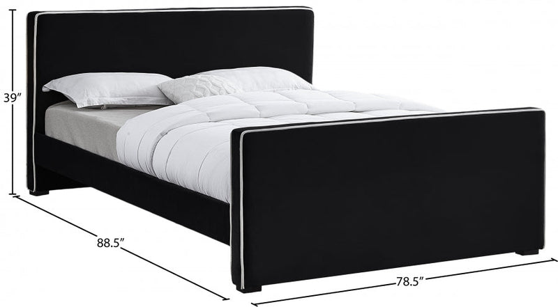 Dillard Velvet King Bed Black - Gate FurnitureKing Bed