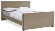 Dillard Velvet Queen Bed Beige - Gate FurnitureQueen Bed