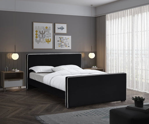 Dillard Velvet Queen Bed Black - Gate FurnitureQueen Bed