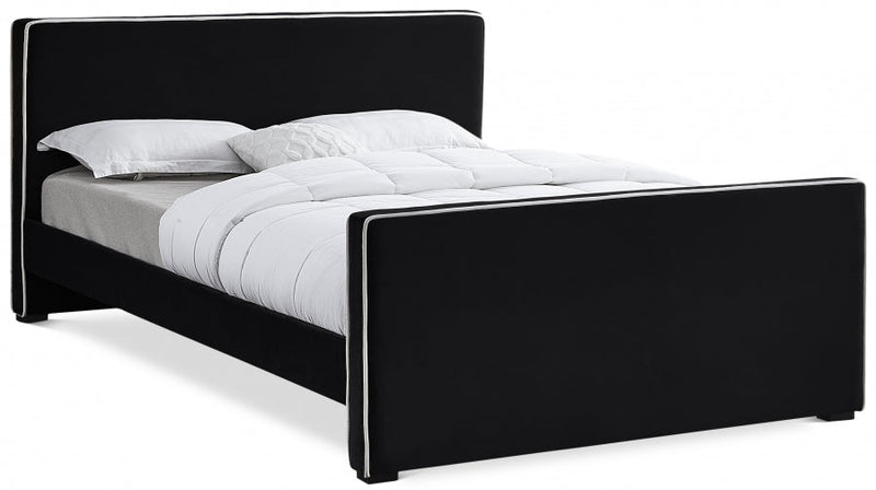 Dillard Velvet Queen Bed Black - Gate FurnitureQueen Bed