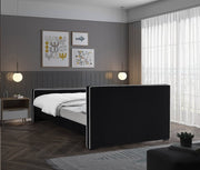 Dillard Velvet Queen Bed Black - Gate FurnitureQueen Bed
