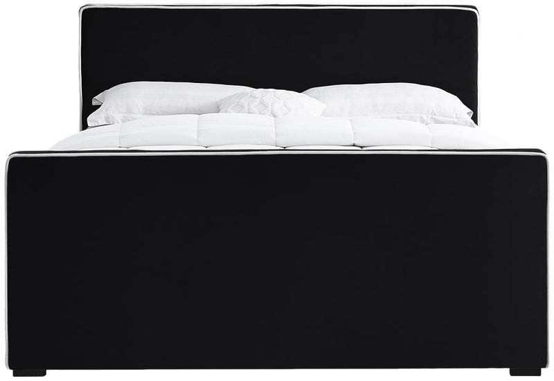 Dillard Velvet Queen Bed Black - Gate FurnitureQueen Bed