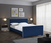 Dillard Velvet Queen Bed Blue - Gate FurnitureQueen Bed