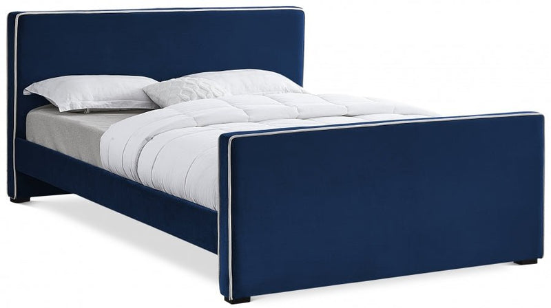 Dillard Velvet Queen Bed Blue - Gate FurnitureQueen Bed