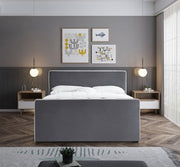 Dillard Velvet Queen Bed Grey - Gate FurnitureQueen Bed