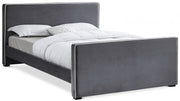 Dillard Velvet Queen Bed Grey - Gate FurnitureQueen Bed