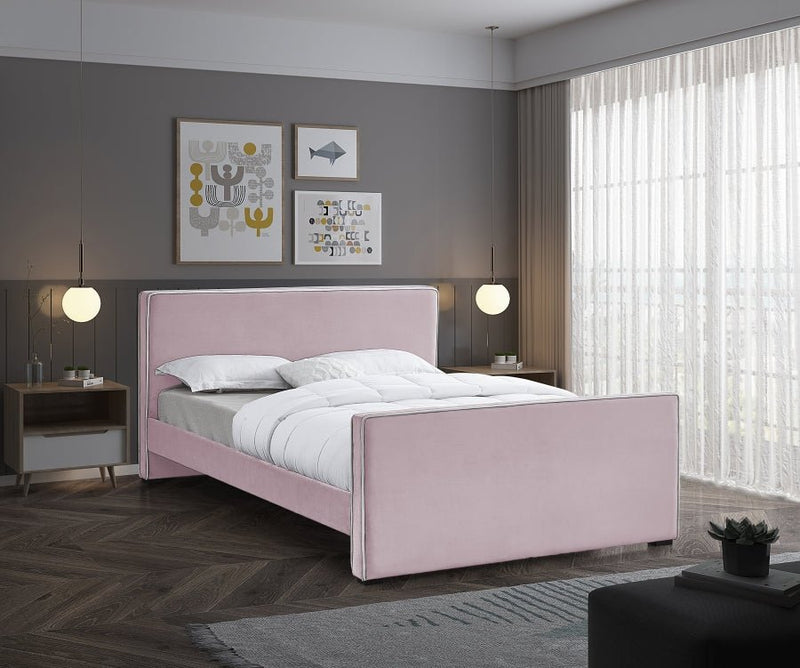 Dillard Velvet Queen Bed Pink - Gate FurnitureQueen Bed