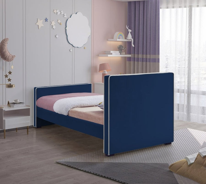 Dillard Velvet Twin Bed Blue - Gate FurnitureTwin Bed