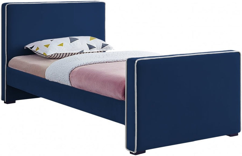 Dillard Velvet Twin Bed Blue - Gate FurnitureTwin Bed