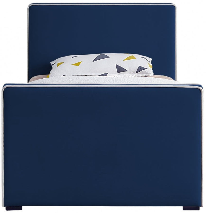 Dillard Velvet Twin Bed Blue - Gate FurnitureTwin Bed