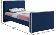 Dillard Velvet Twin Bed Blue - Gate FurnitureTwin Bed