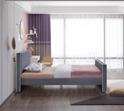 Dillard Velvet Twin Bed Grey - Gate FurnitureTwin Bed