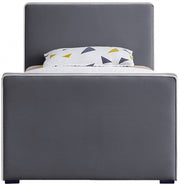 Dillard Velvet Twin Bed Grey - Gate FurnitureTwin Bed